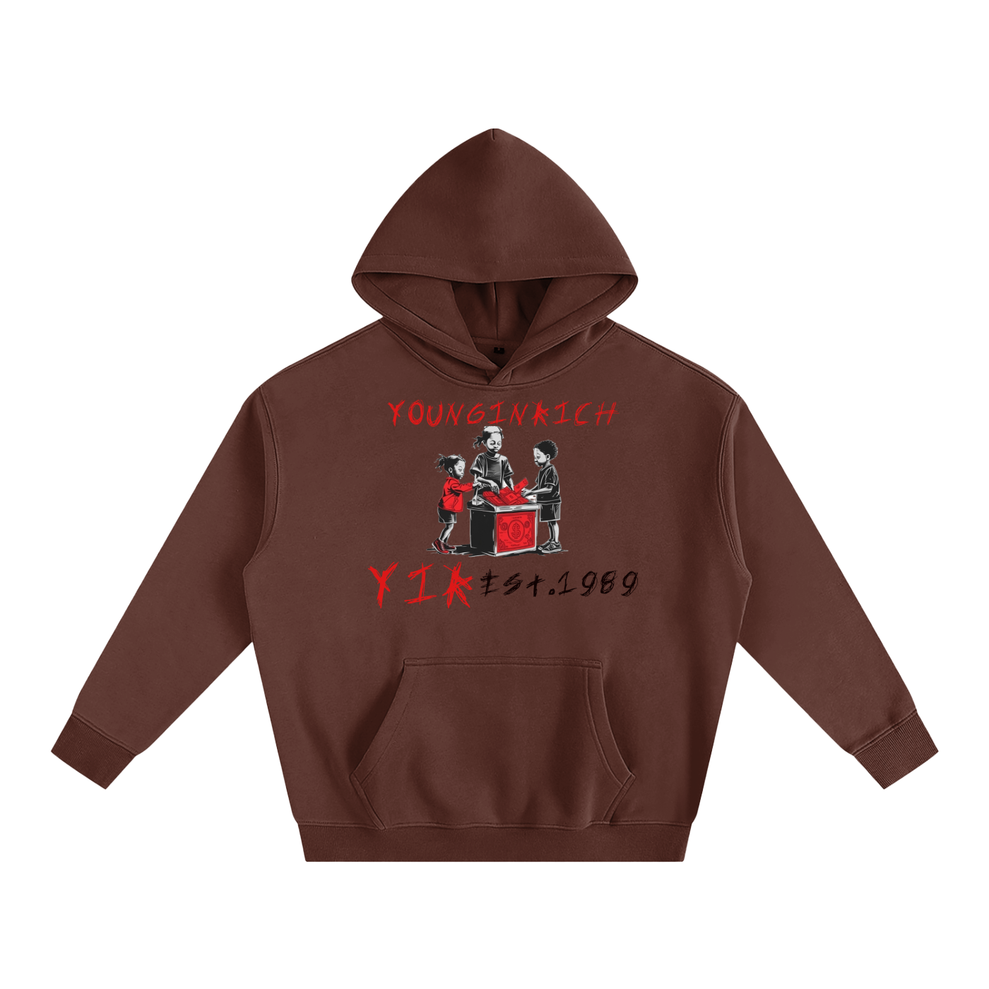 yir brown Fleeced Hoodie