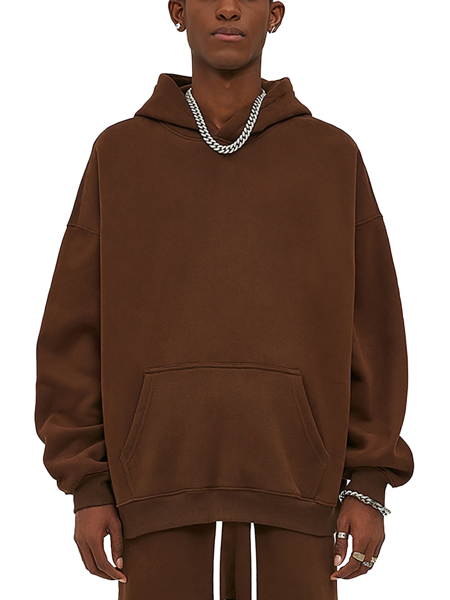 yir brown Fleeced Hoodie