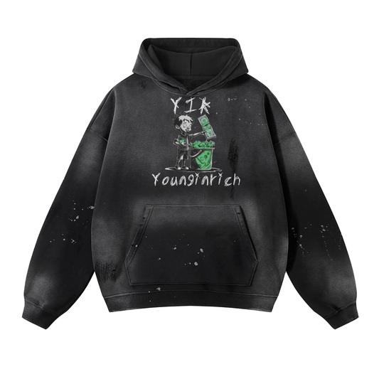 Black Yir  Fleece Hoodie - 360 GSM
